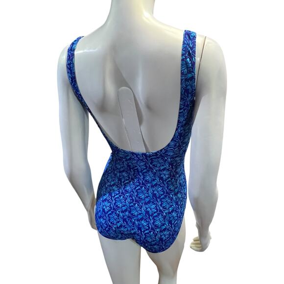 LL Bean Women's Blue Floral One-Piece Swimsuit Size 10 - Picture 4 of 15